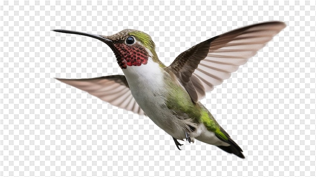 PSD ein kolibri mit grünem kopf und ausgebreiteten flügeln