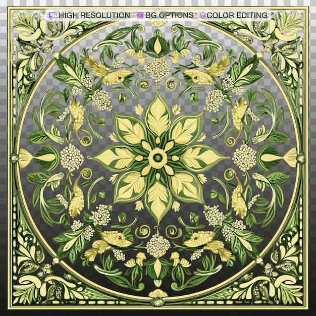Ein komplizierter, von Frühling inspirierter Teppichdesign mit Schwalben und Pflaumenblumen