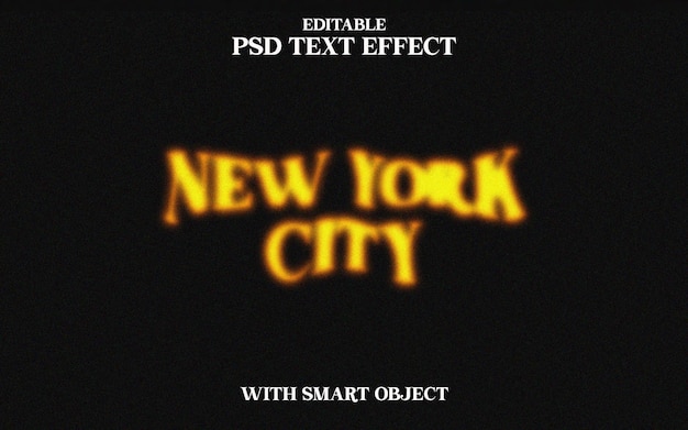 Ein kostenloser PSD-Texteffekt schwarzer Hintergrund mit den Worten New York City