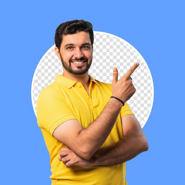 Ein lächelnder Indianer zeigte und gestaltete