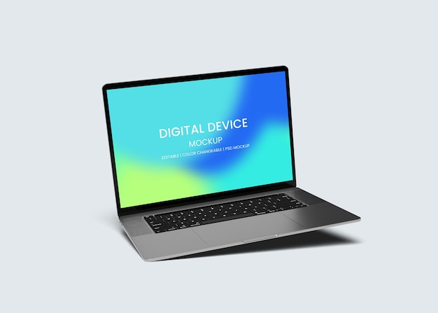 Ein laptop mit einem bildschirm, auf dem digital device mockup steht.