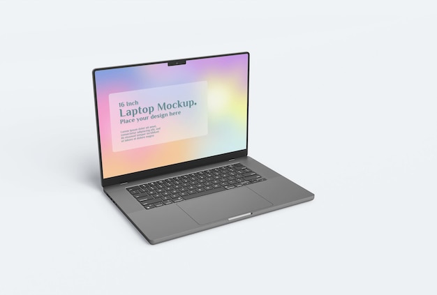 PSD ein laptop mit einem regenbogenbildschirm, auf dem steht: „es ist ein laptop-mockup“.