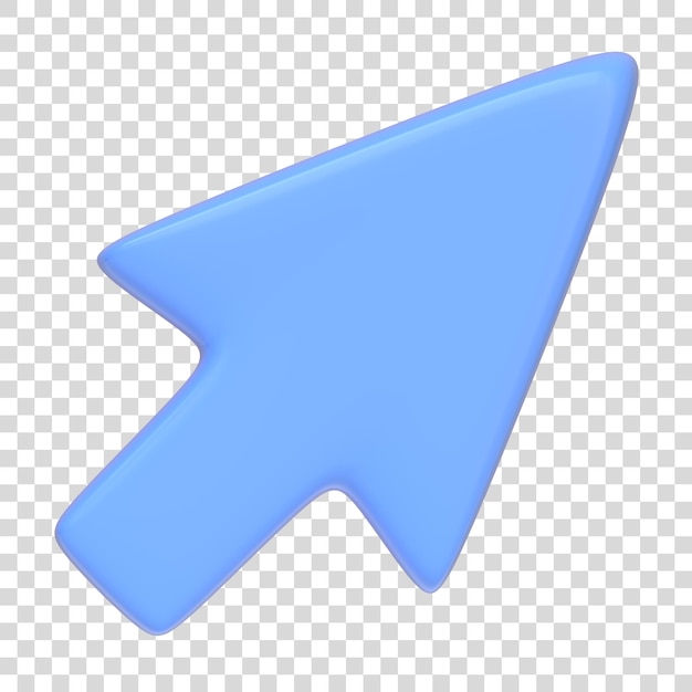 Ein lebendiger blauer Pfeil, der nach rechts zeigt, isoliert auf einem weißen Hintergrund 3D-Symbolzeichen und -Symbol