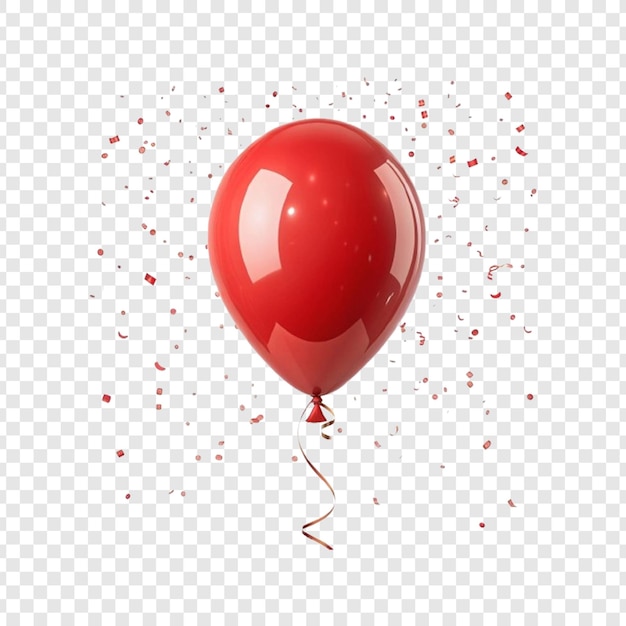 Ein lebendiges rotes Ballonbild, das auf einem durchsichtigen Hintergrund isoliert ist