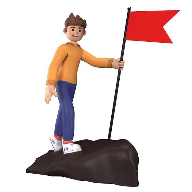 ein Lego-Mann mit einer roten Flagge auf dem Kopf
