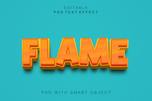 Ein leuchtend orangefarbener Flammentexteffekt mit blauem Hintergrund