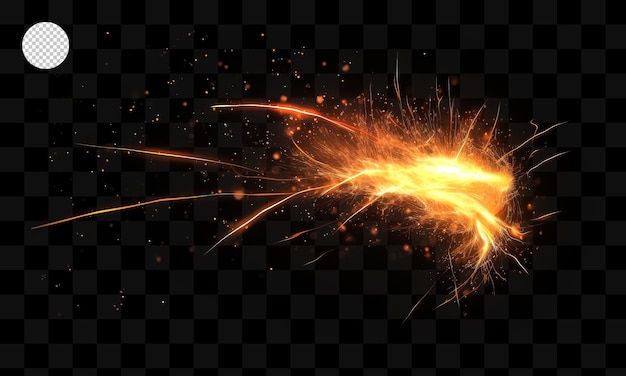 Ein leuchtend orangefarbenes Feuer funkelt auf einem transparenten Hintergrund.