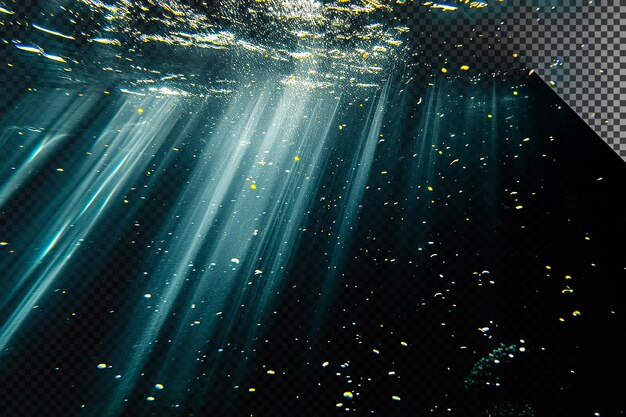 PSD ein lichtstrahl unter wasser auf durchsichtigem hintergrund