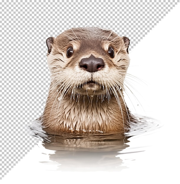 PSD ein liebenswerter otter schwimmt auf dem wasser