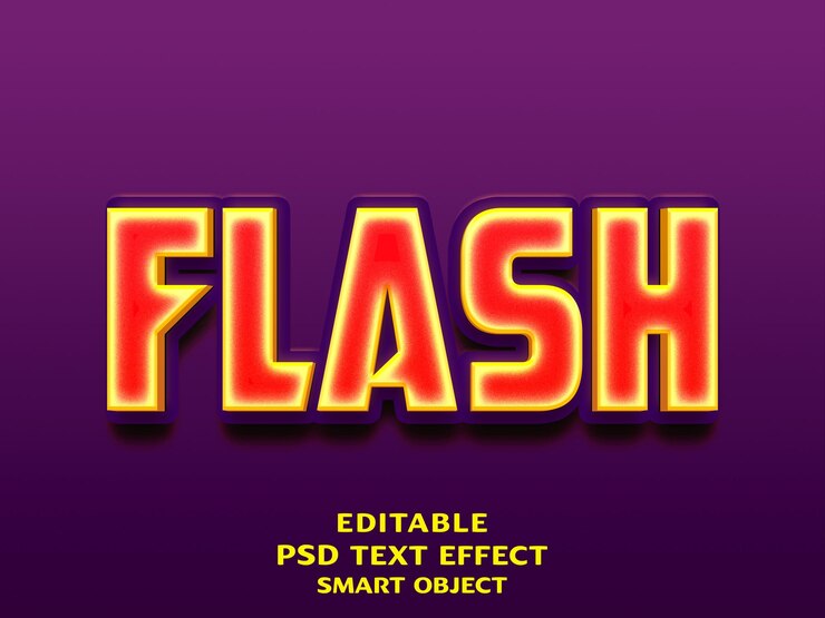 PSD ein lila plakat mit dem wort flash