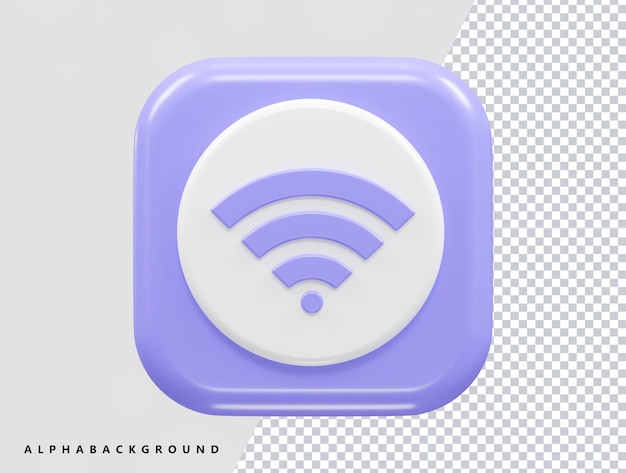 Ein lila-weißes Symbol mit einem WLAN-Symbol darauf