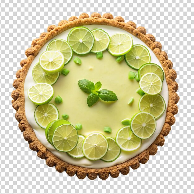 PSD ein limettenkuchen mit geschnittenen limetten und limettenkeilen auf durchsichtigem hintergrund