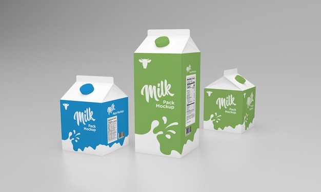 Ein Liter und ein halber Liter Milchpackung Verpackungsdesign Mockup packaging