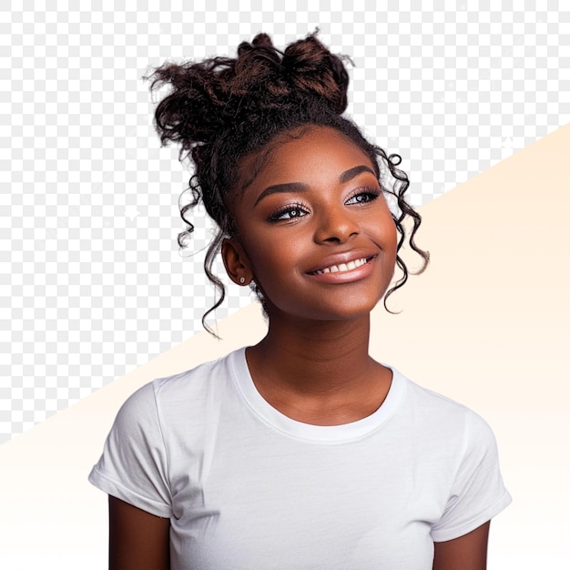 ein Mädchen mit einem weißen T-Shirt, auf dem steht: "Sie ist ein Mädchen".