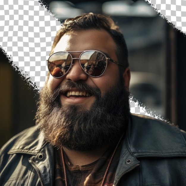 PSD ein mann mit sonnenbrille und einer jacke mit bart und sonnenbrile.