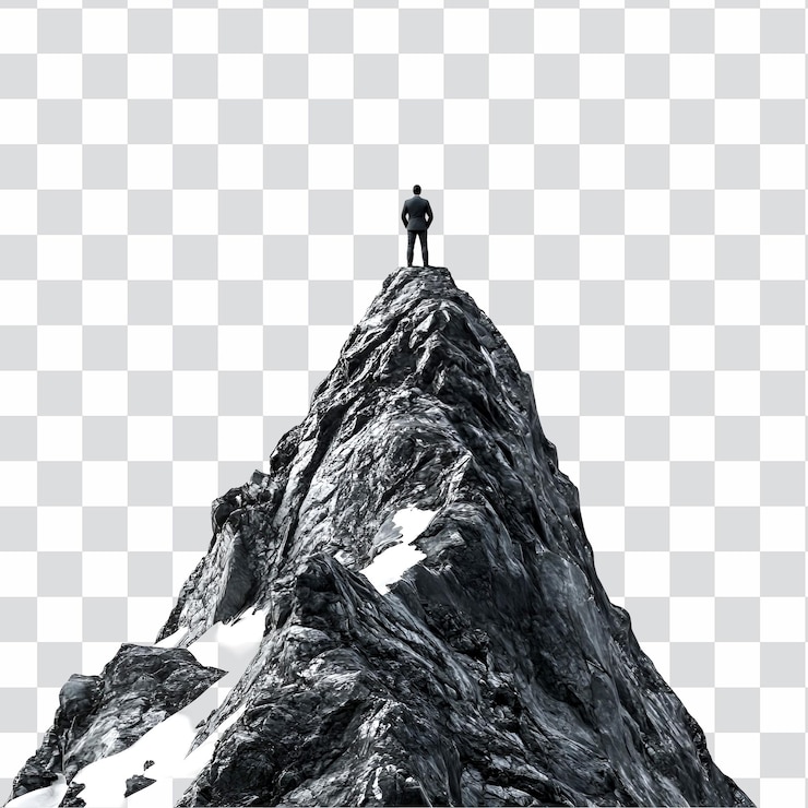 PSD ein mann steht auf einer bergspitze