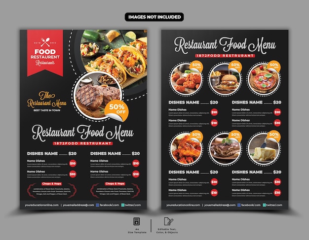 ein Menü für ein Restaurant mit dem Namen Food amp food menu