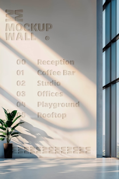 Ein minimalistisches Innenmodell mit Sonnenlicht und einer Pflanze