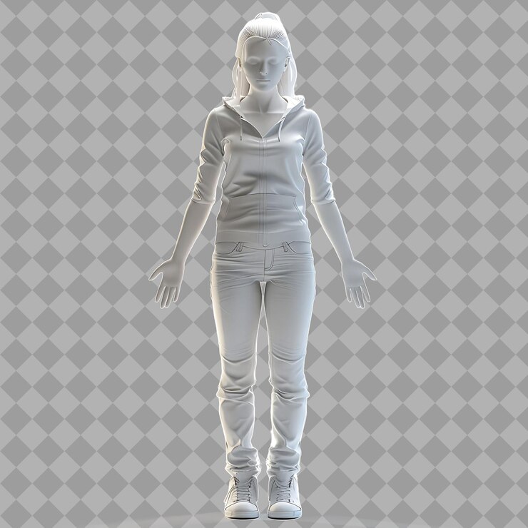 PSD ein modell einer weiblichen figur mit einem hoodie