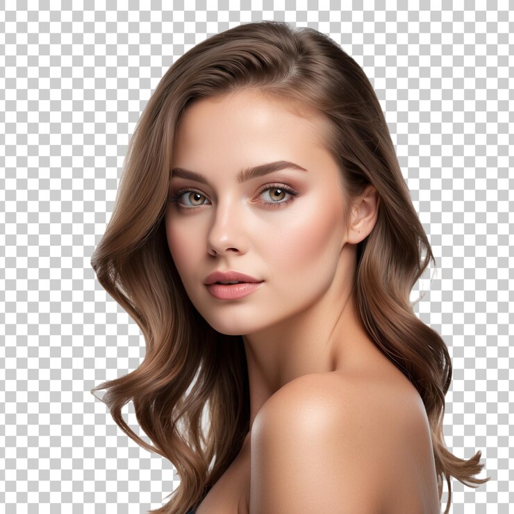 PSD ein modell mit einem modell eines modells mit einer rosa lippe