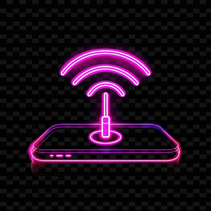 PSD ein neonzeichen eines telefons mit einem rosa neonzeichen, auf dem steht telefon