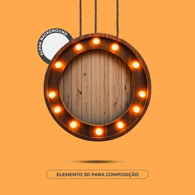 Ein orangefarbener hintergrund mit einem runden licht mit der aufschrift „element 3d paria composa“.