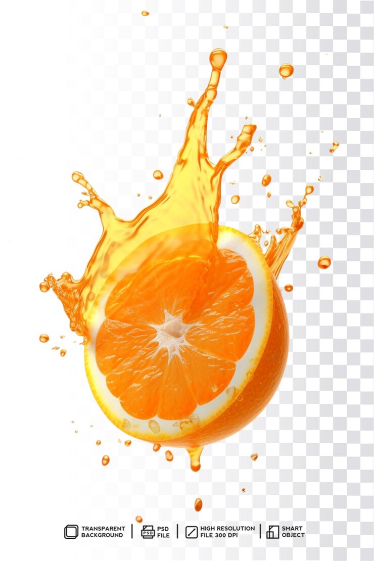 Ein Orangensaft, der in einen Spritzer spritzt