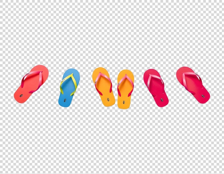PSD ein paar flipflops, wesentliche strandschuhe, isoliert auf transparentem hintergrund