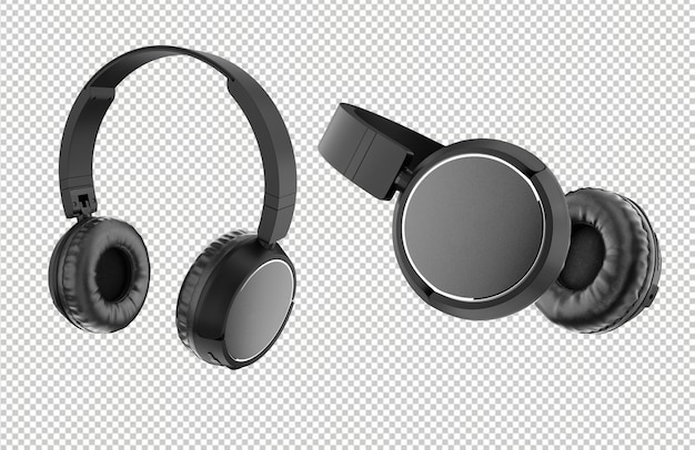 Ein Paar Kopfhörer mit schwarzem Hintergrund.