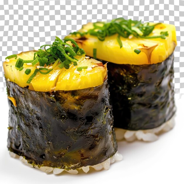 PSD ein paar sushis, die auf einem weißen hintergrund stehen