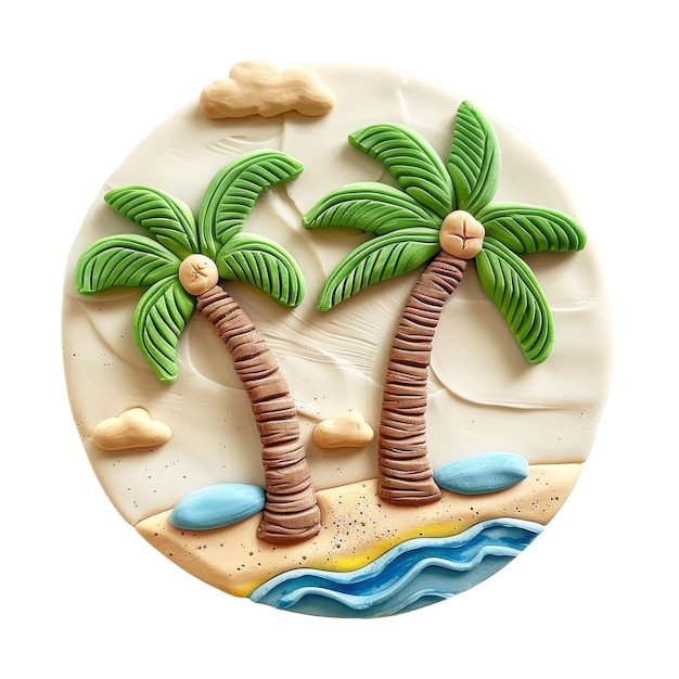 PSD ein palmbaum ist an einem strand mit einer strandszene