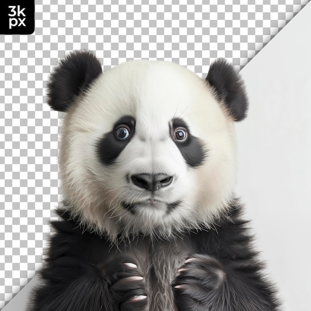 PSD ein panda-bär mit schwarzer nase und augen und einem schwarz-weißen hintergrund