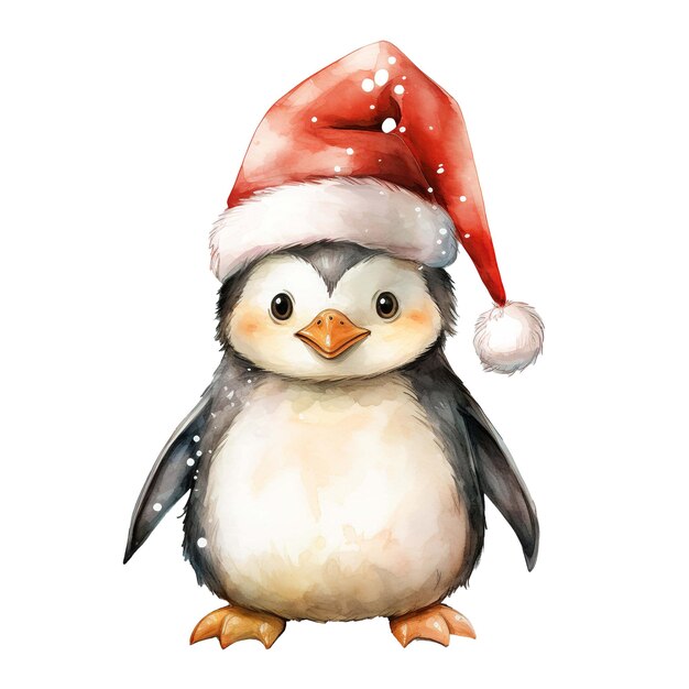 PSD ein pinguin, der einen weihnachtsmannshut trägt