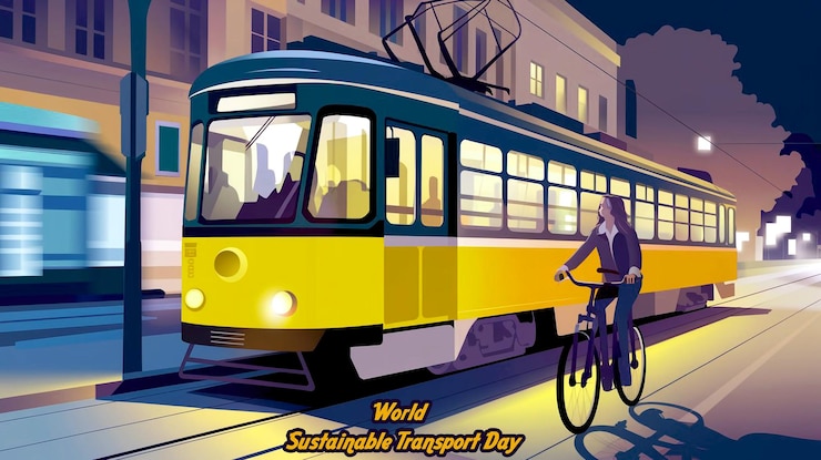 PSD ein plakat für den welttag des nachhaltigen verkehrs