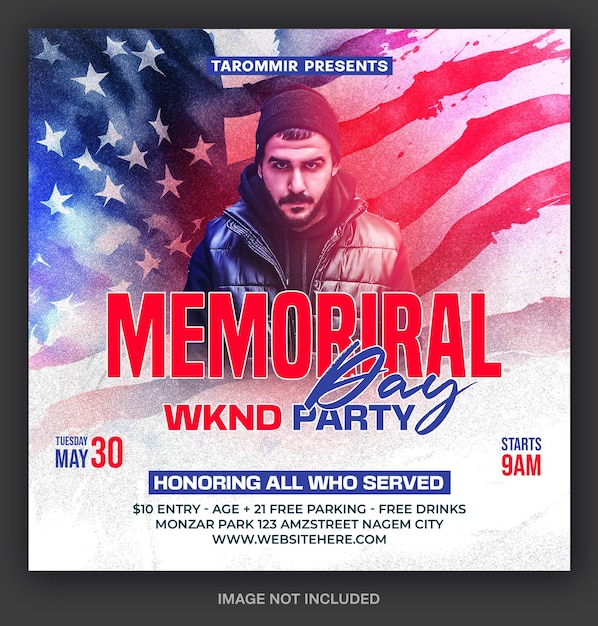 PSD ein plakat für die memorial day-wochenparty.