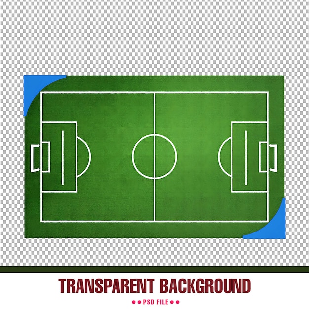 ein Plakat für ein Fußballfeld mit einem Fußballfeld im Hintergrund
