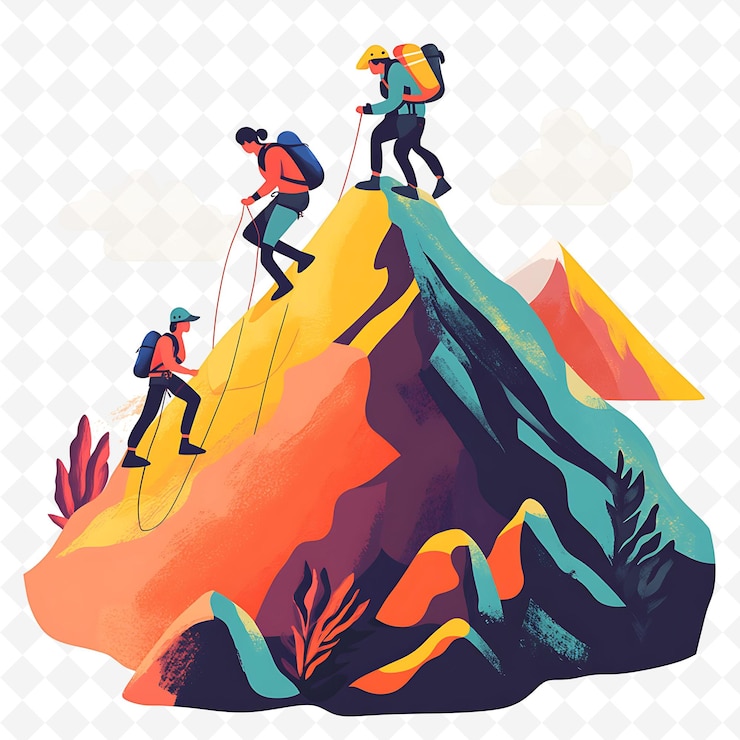 PSD ein plakat für eine gruppe von menschen, die einen berg erklimmen