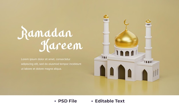 PSD ein plakat für eine moschee mit goldenem design und dem text 