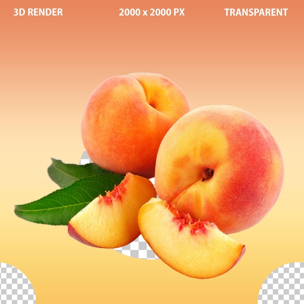 ein Plakat für einen Pfirsich mit den Worten 3D darauf