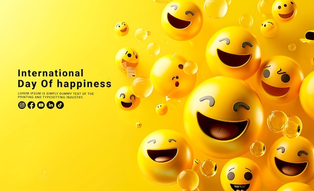 Ein plakat mit dem satz national happiness mit einem lächeln auf der unterseite