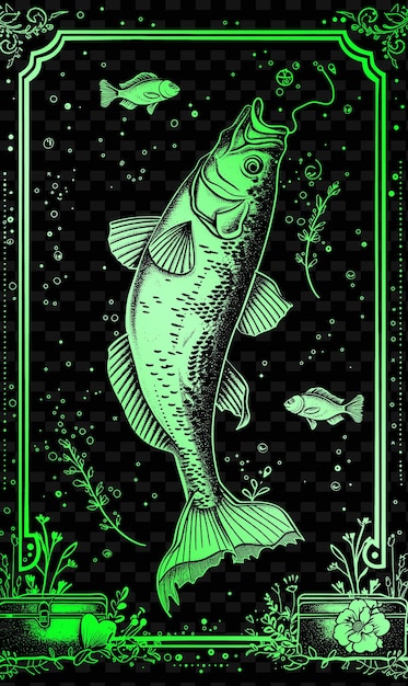 PSD ein plakat mit einem fisch darauf, auf dem steht, dass es fische gibt