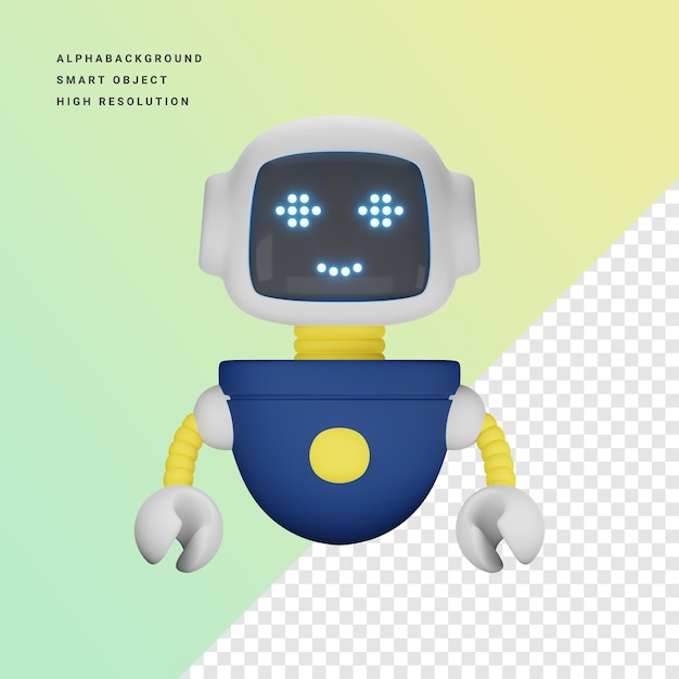 Ein Poster eines Roboters mit blauem Gesicht und grünem Hintergrund