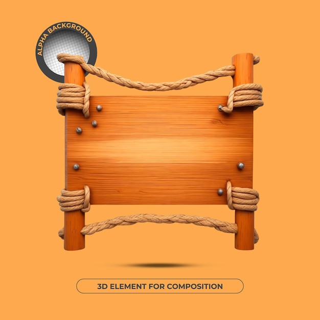 Ein Poster für 3D-Element für Komposition mit einem Seil und einem Schild mit der Aufschrift 3D-Element für Komposition.