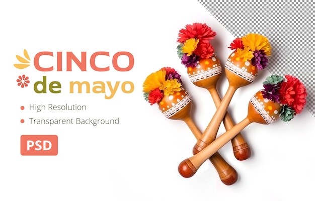 PSD ein poster für cinco de mayo mit bunten maracas