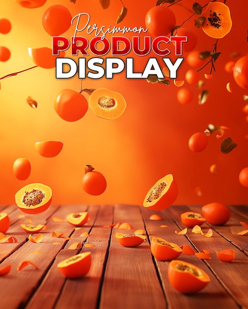 PSD ein poster für die produktpräsentation mit persimmon