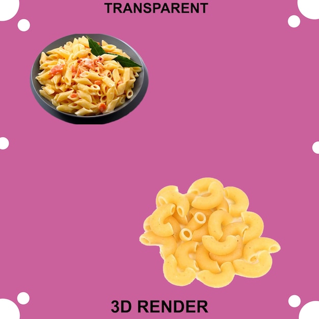 ein Poster für ein 3D-Modell von Makkaroni und Käse
