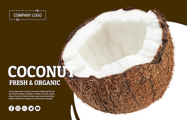 Ein Poster für eine Kokosnuss mit einer Kokosnuss darauf