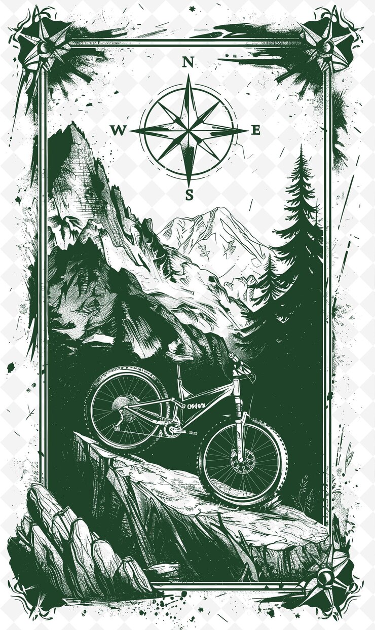 PSD ein poster für einen mountainbiker mit einem berg im hintergrund