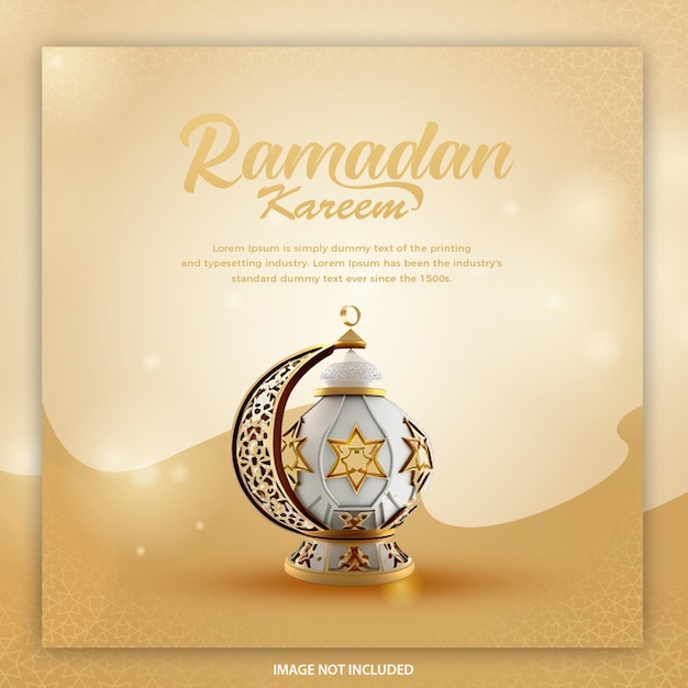 PSD ein poster für ramadan mit einem goldenen stern und einem halbmond