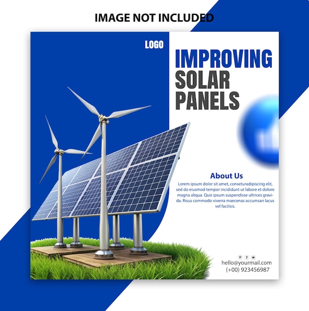 ein Poster für Solarmodule mit blauem Hintergrund Gradient erneuerbare Energiedesign-Vorlage